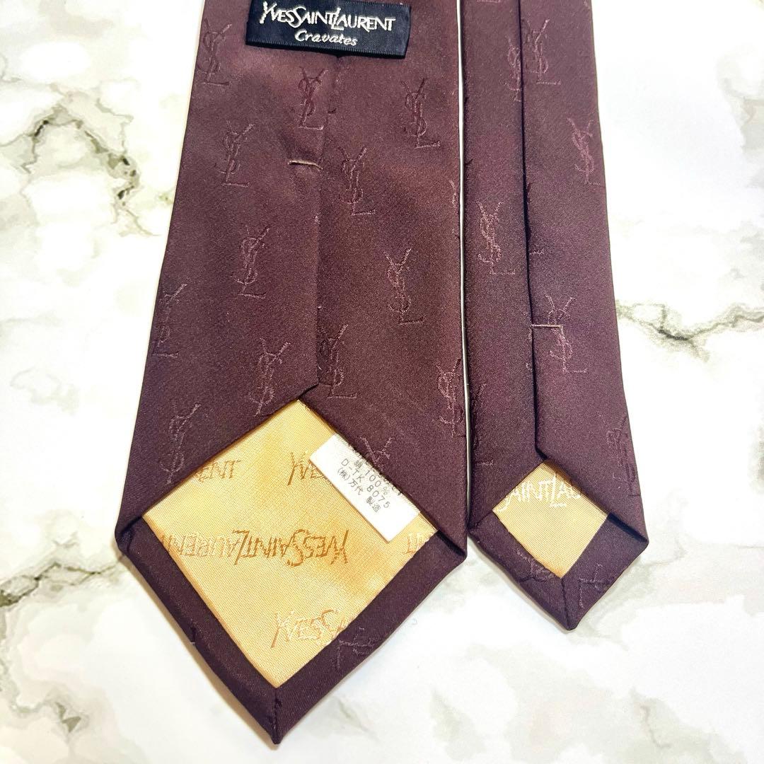 M*様 美品✨　イヴサンローラン　YSLブランドロゴ　　ネクタイ　ボルドー