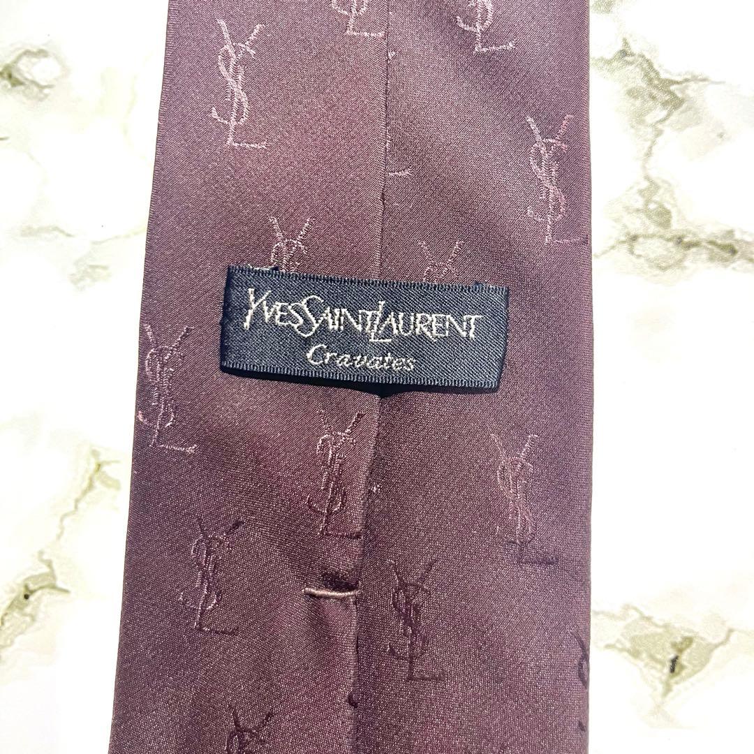 M*様 美品✨　イヴサンローラン　YSLブランドロゴ　　ネクタイ　ボルドー