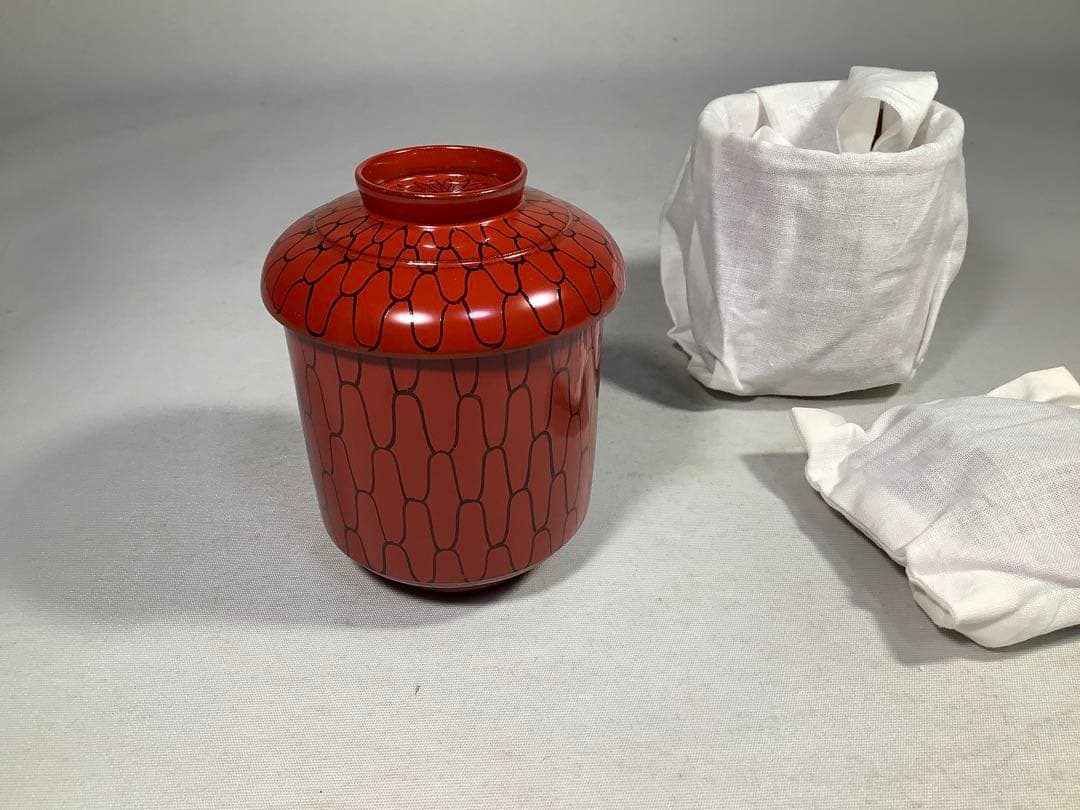 朱塗　黒網目　小吸物椀　茶会席　茶道具　送料無料