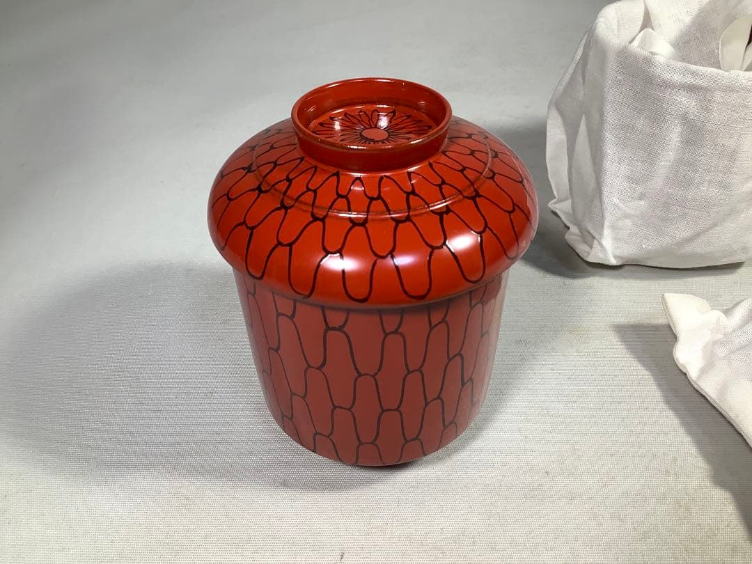 朱塗　黒網目　小吸物椀　茶会席　茶道具　送料無料