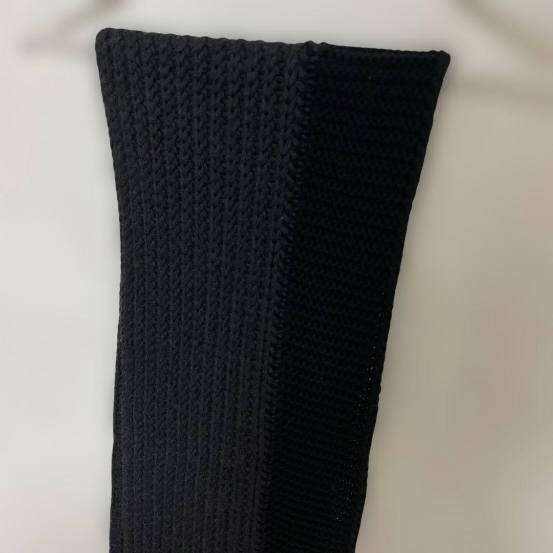 GUCCI グッチ ニット フリンジ マフラー ロゴ刺繍 ブラック 中古