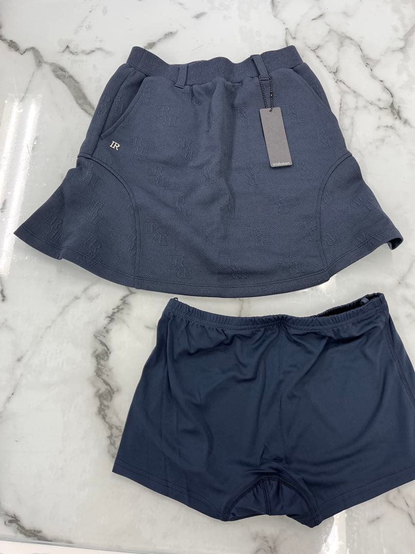 irishman サイドフレアクラシックジャガードスカート　Sサイズ　ネイビー