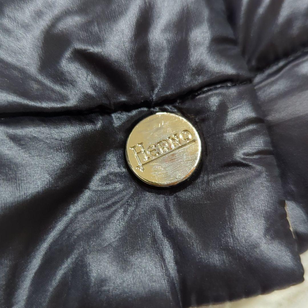 HERNO 44 リバーシブル フレンチスリーブ ケープ ダウンベスト 金ボタン
