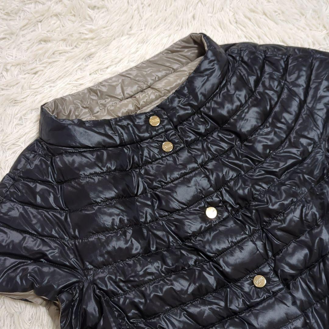 HERNO 44 リバーシブル フレンチスリーブ ケープ ダウンベスト 金ボタン