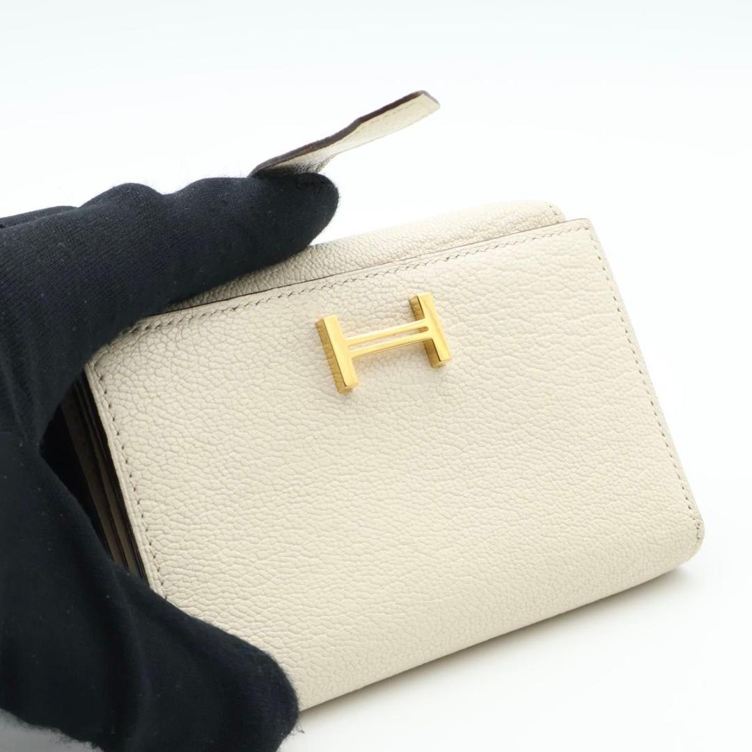 鑑定書付き【超極美品】HERMES ベアンコンビネ　三つ折り財布　シェーブル