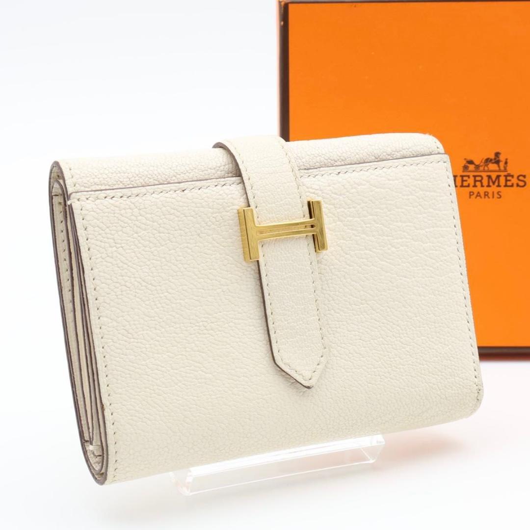 鑑定書付き【超極美品】HERMES ベアンコンビネ　三つ折り財布　シェーブル