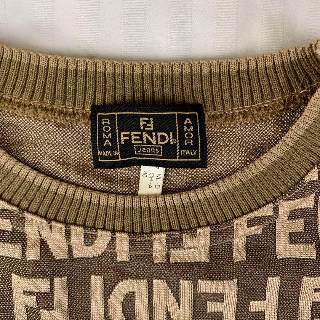 W6)FENDI jeans フェンディ　ズッカ柄 半袖 Ｔシャツ ロゴ
