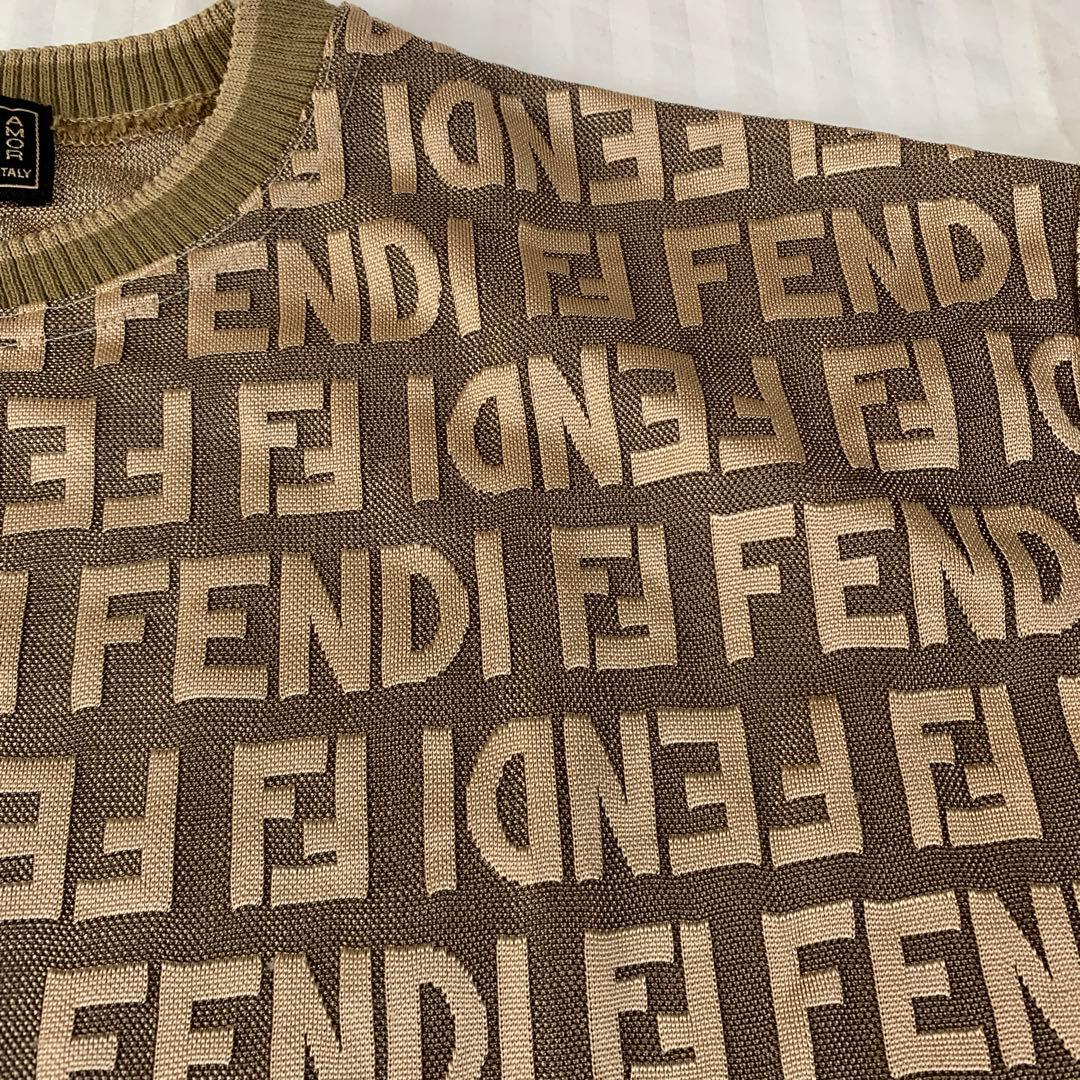 W6)FENDI jeans フェンディ　ズッカ柄 半袖 Ｔシャツ ロゴ
