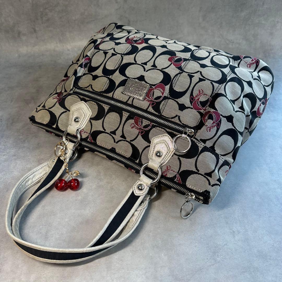 バッグ Y2K COACH Poppy Gram Signature Tote Bag