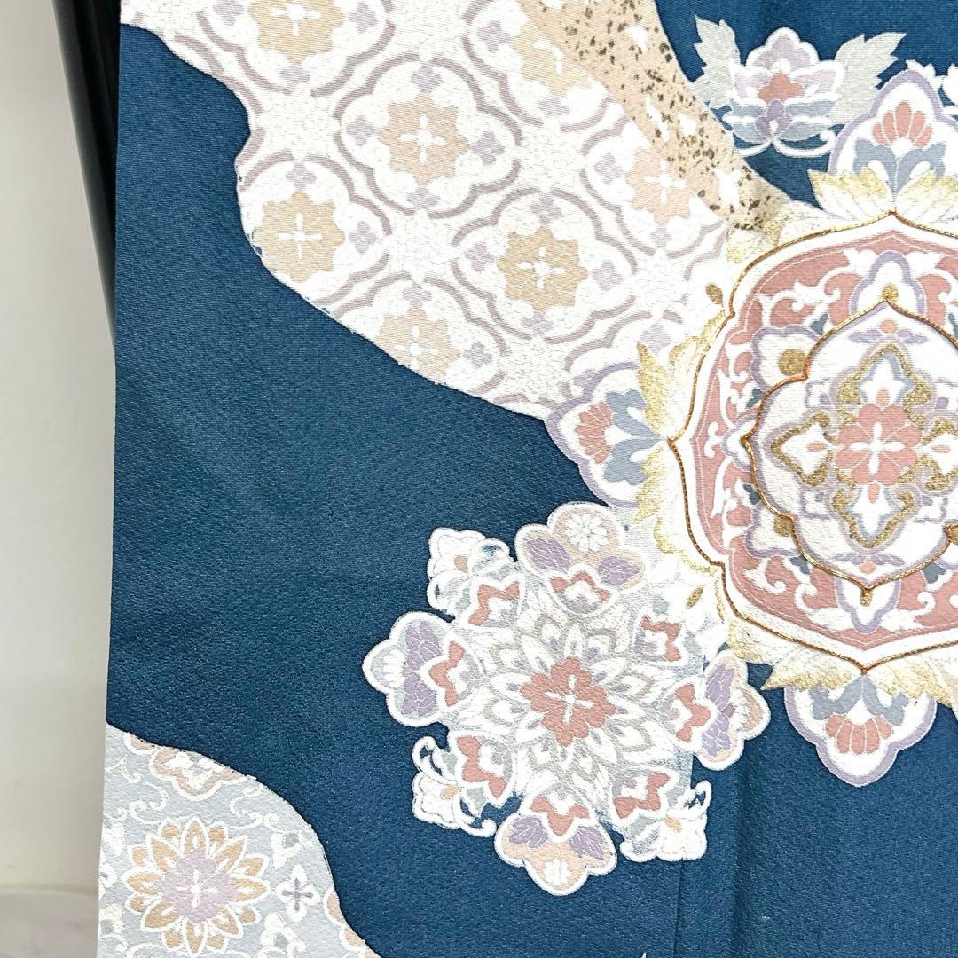 作家もの　色留袖　金駒刺繍　金彩　華紋　花菱　七宝　唐草 紋無し　着物　031k