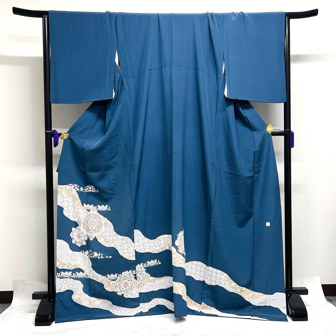 作家もの　色留袖　金駒刺繍　金彩　華紋　花菱　七宝　唐草 紋無し　着物　031k