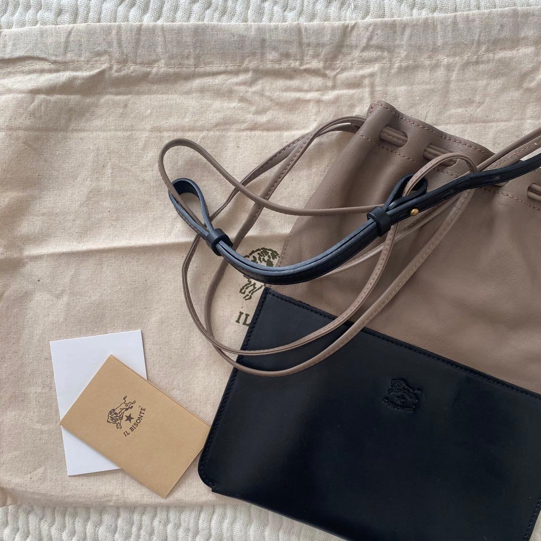 お値下げ中　イルビゾンテ　レザーショルダーバッグ ベージュと黒