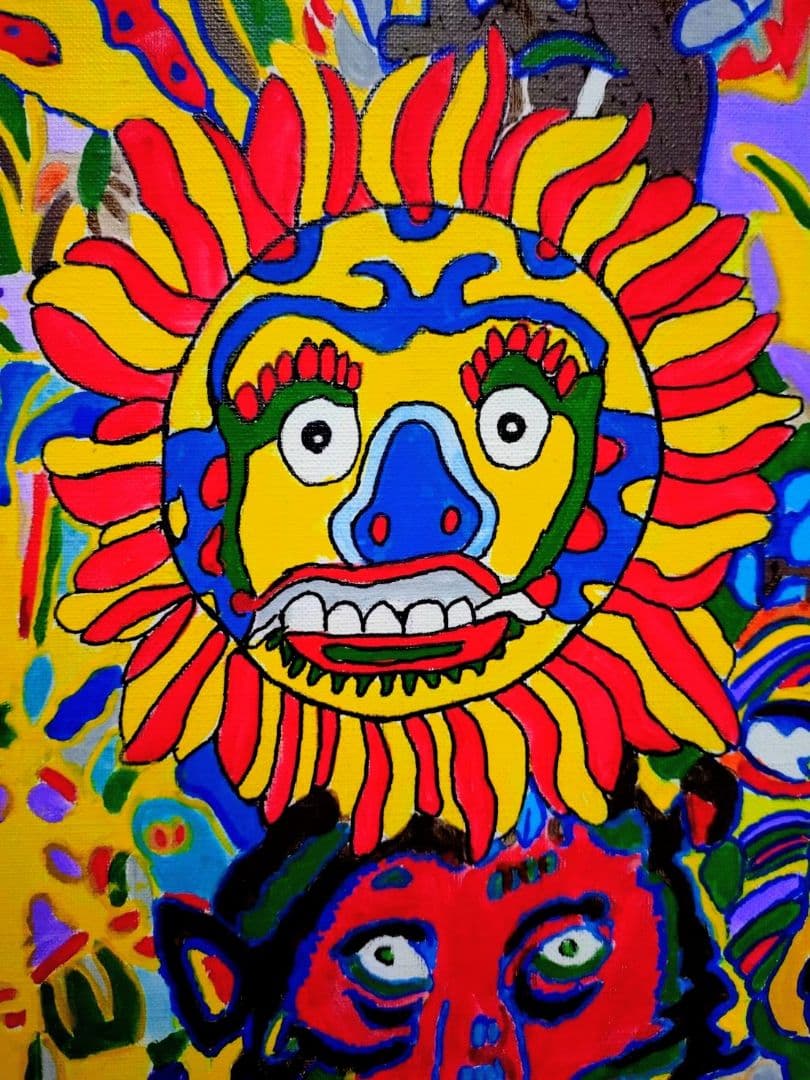 【F6号】ジミー大西【サークル】手描き/表裏サイン有/油彩/アクリル/絵画/額縁