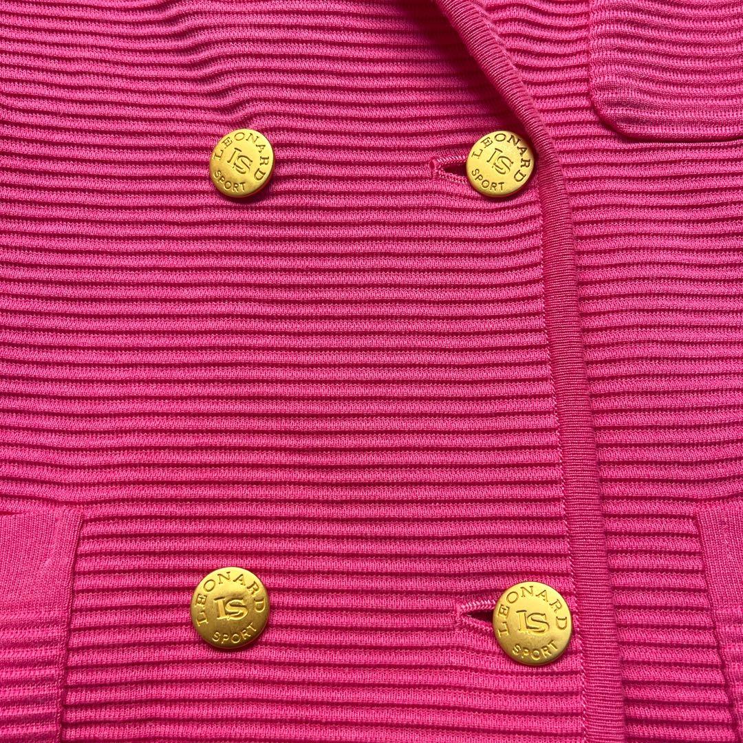 LEONARD レオナール ダブル 金ボタン 刺繍 テーラードジャケット F