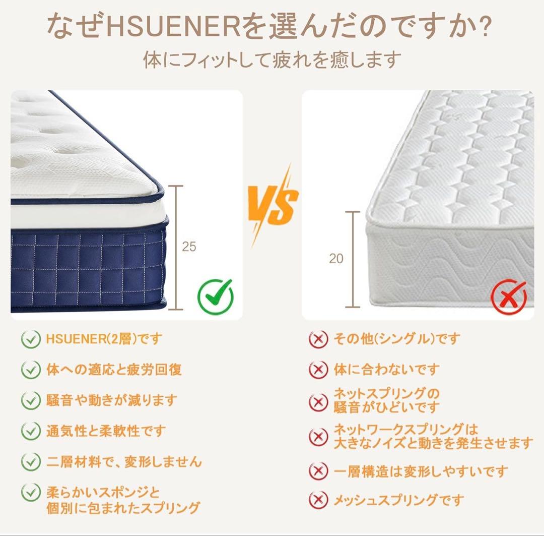 ⭐️送料込み　マットレス ポケットコイル 厚さ25cm 高反発 360N