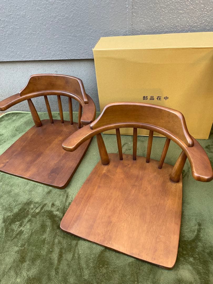 ［2脚セット］新品　ダイニングチェア 肘付き アームチェア 木製