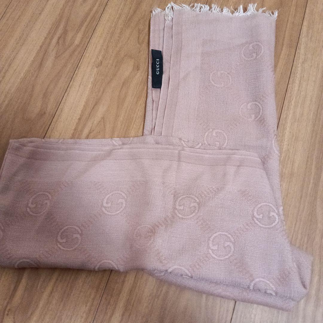 美品　GUCCI グッチ　ストール マフラー　ショール　GG柄 ピンク