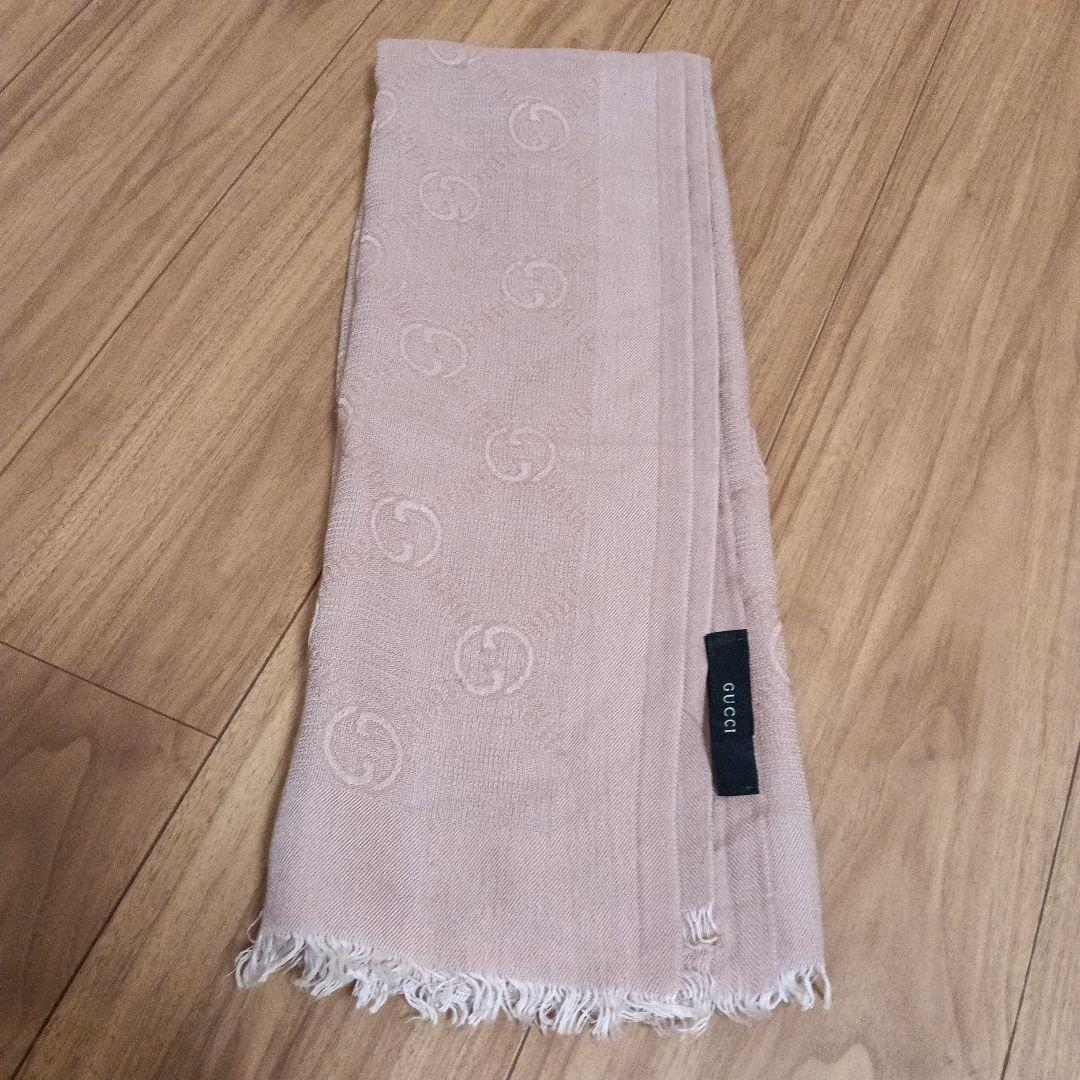 美品　GUCCI グッチ　ストール マフラー　ショール　GG柄 ピンク
