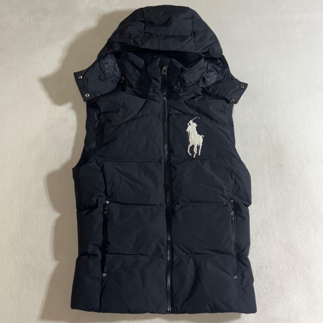 【極美品】ポロラルフローレン ダウンベスト 表記XS ブラック ビックポニー