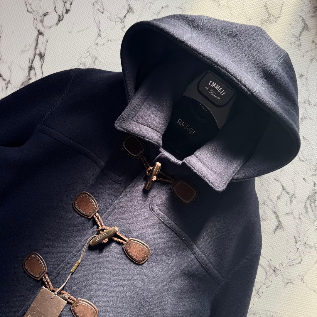 未使用◎グッチ　ダッフルコート　ロゴトグル　2way 大きいサイズ　ネイビー