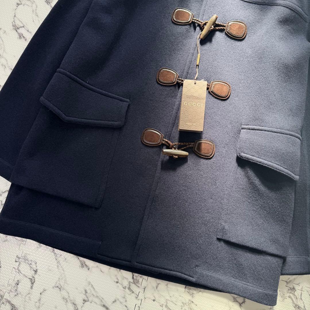 未使用◎グッチ　ダッフルコート　ロゴトグル　2way 大きいサイズ　ネイビー