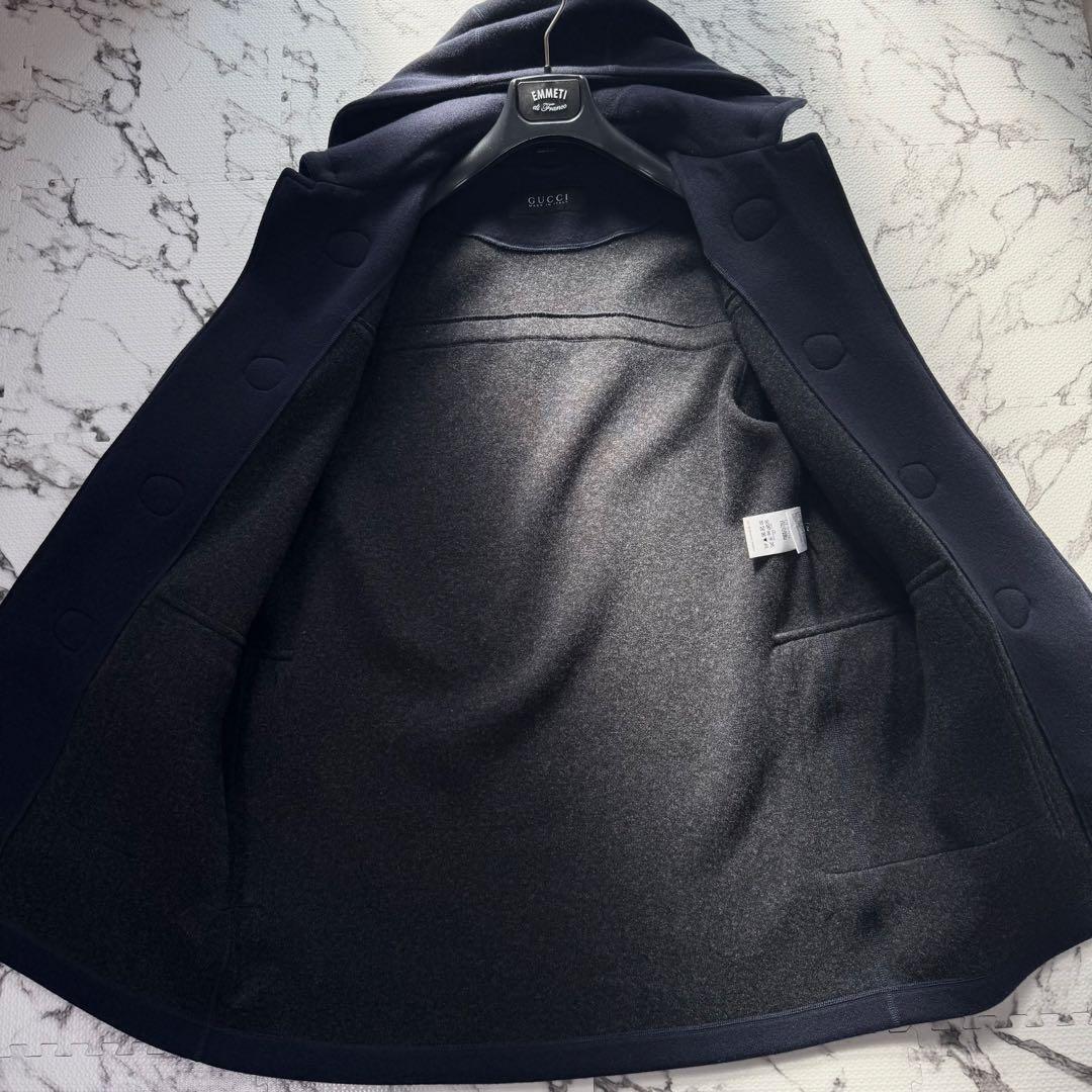 未使用◎グッチ　ダッフルコート　ロゴトグル　2way 大きいサイズ　ネイビー