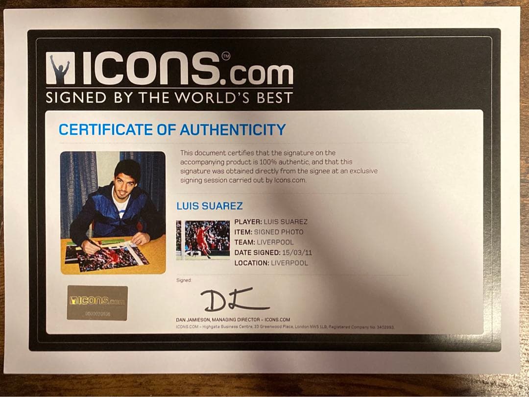 【直筆サイン入り写真】ルイス・スアレス　フォトフレーム　鑑定書有り
