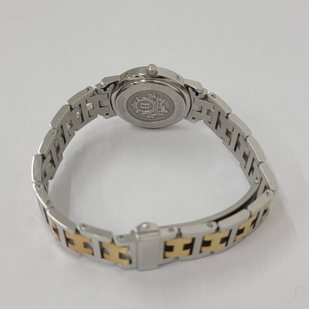 【鑑定済】エルメス クリッパー デイト CL4.220 ホワイト文字盤 美品