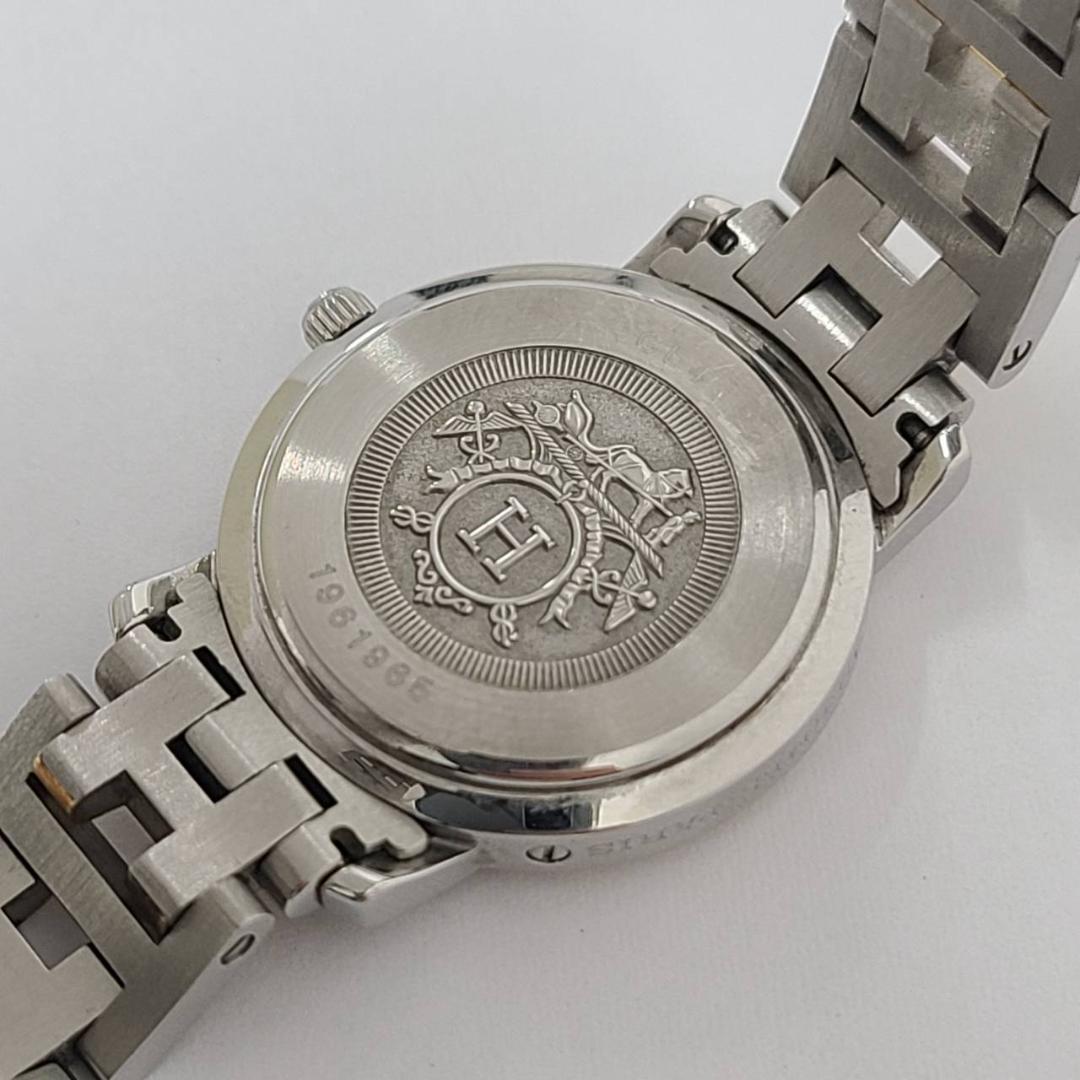 【鑑定済】エルメス クリッパー デイト CL4.220 ホワイト文字盤 美品