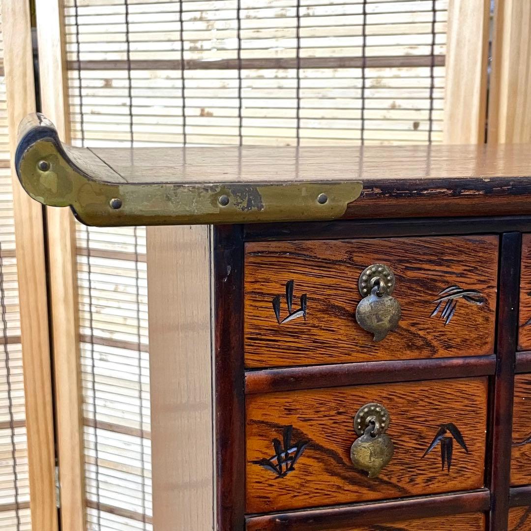 古美術 李朝家具 薬箪笥 ヤクジャン 引き出し 戸棚 レトロ 木製 アンティーク