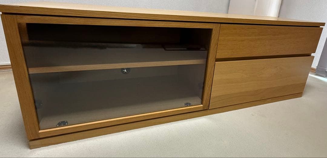 木製テレビ台 ガラス扉付き/無垢材