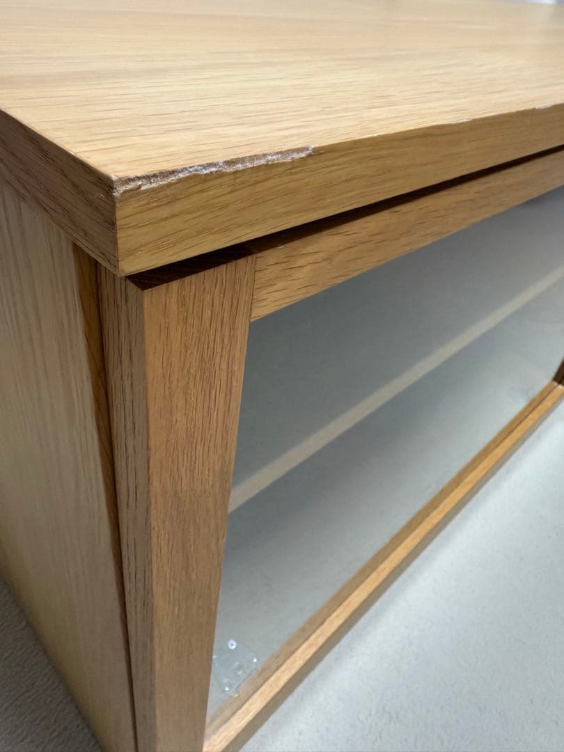 木製テレビ台 ガラス扉付き/無垢材