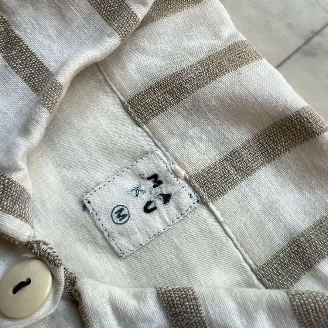 maku textiles マク ストライプ ウエスト切り替えシャツワンピース