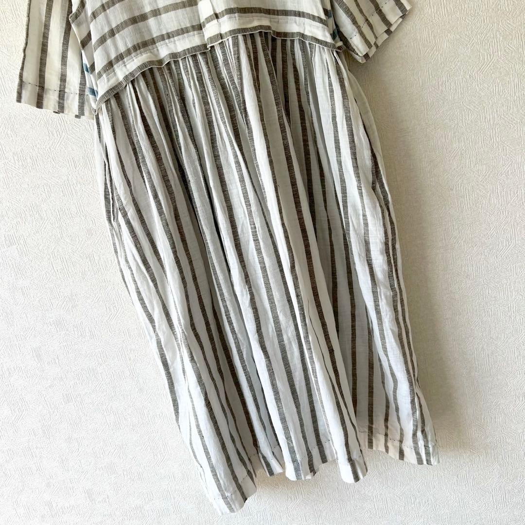 maku textiles マク ストライプ ウエスト切り替えシャツワンピース