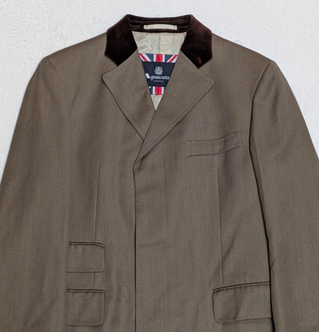 ✨極美品 アクアスキュータム　比翼チェスターコート　ベルベット　ロング　ブラウン