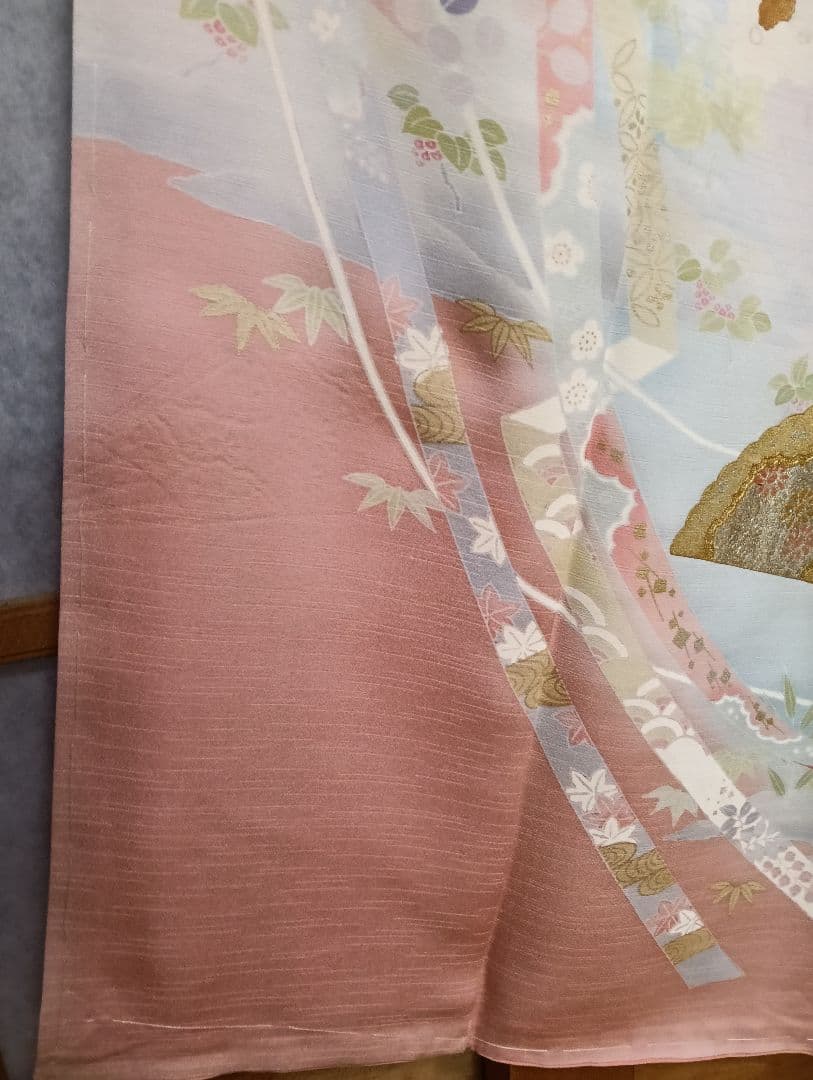 訪問着　未着用品　しつけ糸付き　暈し染め　金彩　お着物のみ