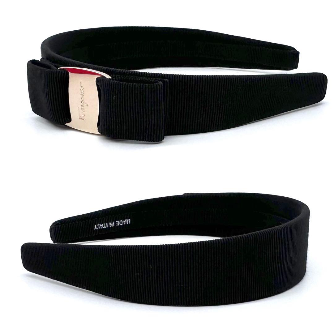 極美品✨サルヴァトーレフェラガモ ヴァラリボン カチューシャ ブラック×ゴールド