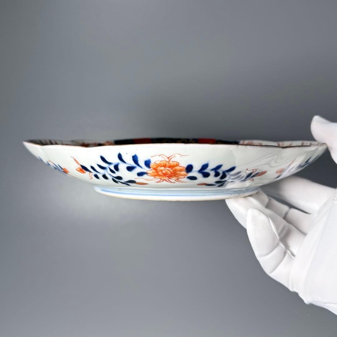 と*も様 明治後期　オールド香蘭社　染錦牡丹文菱形皿　桐箱付　絢爛豪華　アンティ