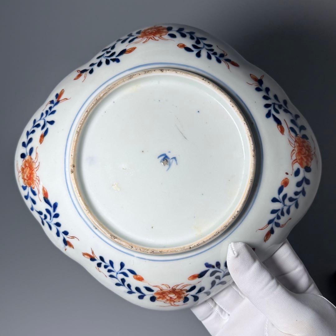 と*も様 明治後期　オールド香蘭社　染錦牡丹文菱形皿　桐箱付　絢爛豪華　アンティ