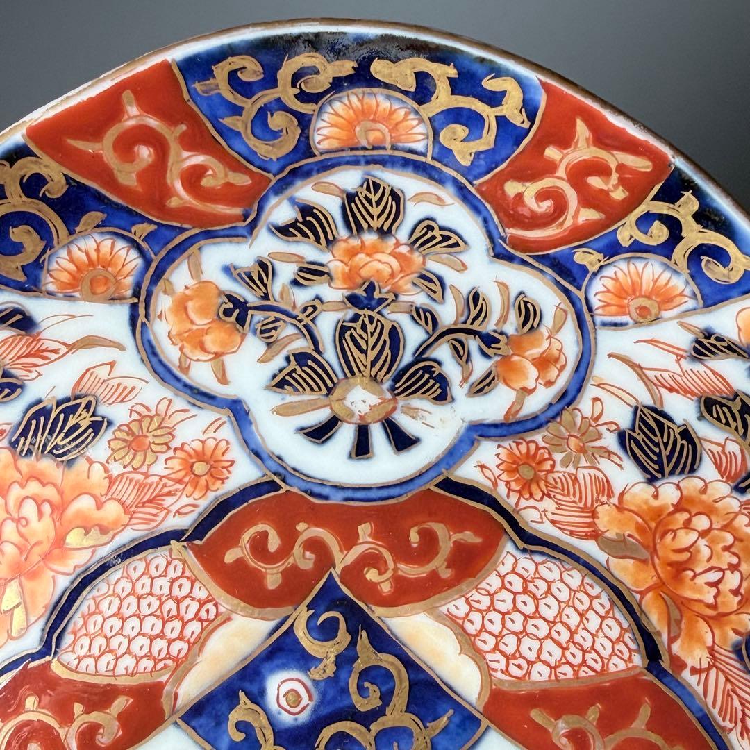 と*も様 明治後期　オールド香蘭社　染錦牡丹文菱形皿　桐箱付　絢爛豪華　アンティ