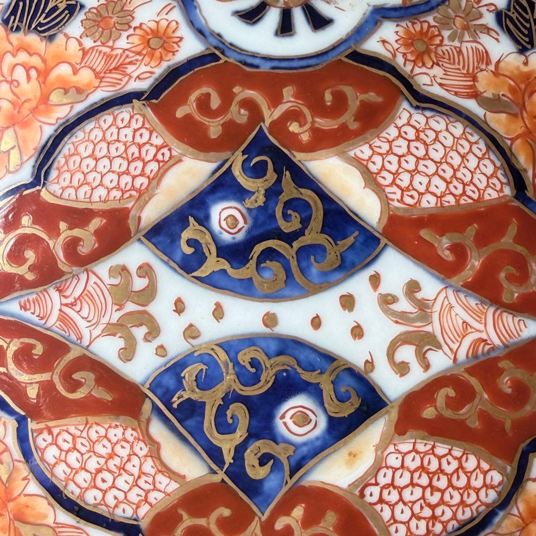 と*も様 明治後期　オールド香蘭社　染錦牡丹文菱形皿　桐箱付　絢爛豪華　アンティ