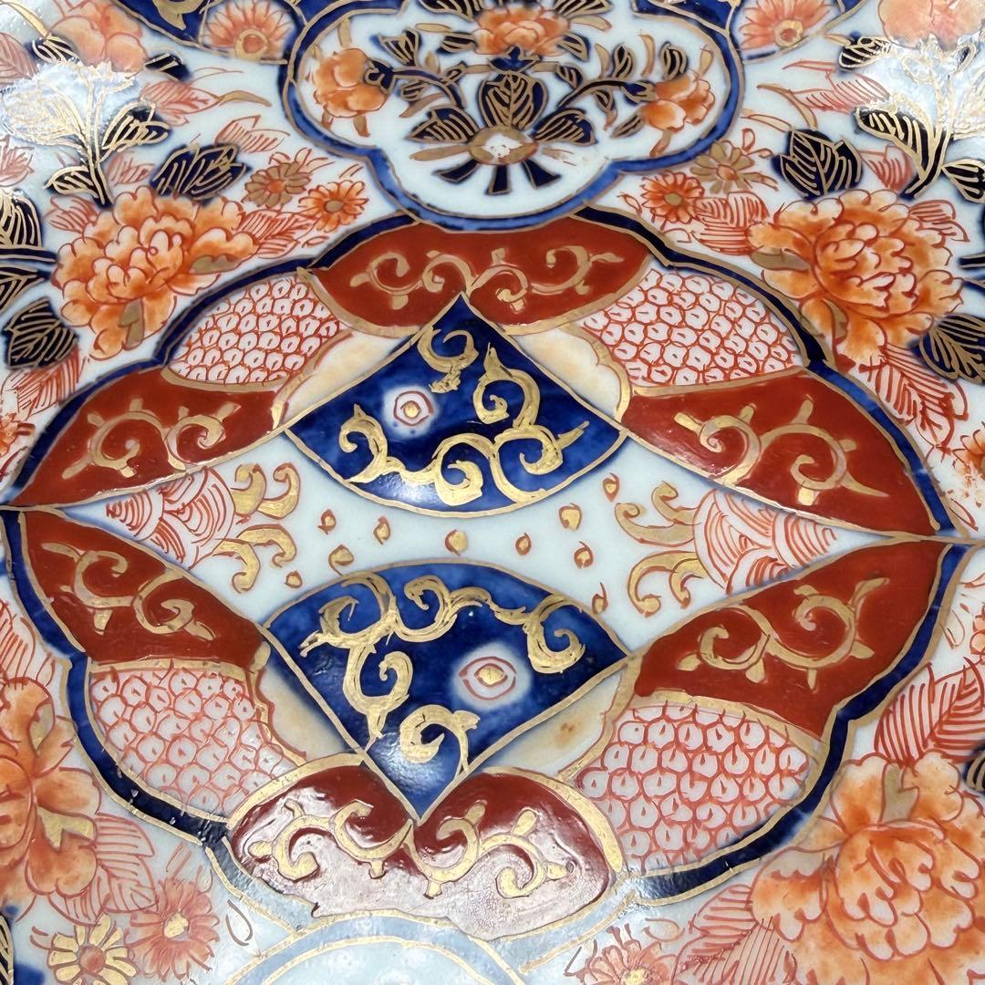 と*も様 明治後期　オールド香蘭社　染錦牡丹文菱形皿　桐箱付　絢爛豪華　アンティ