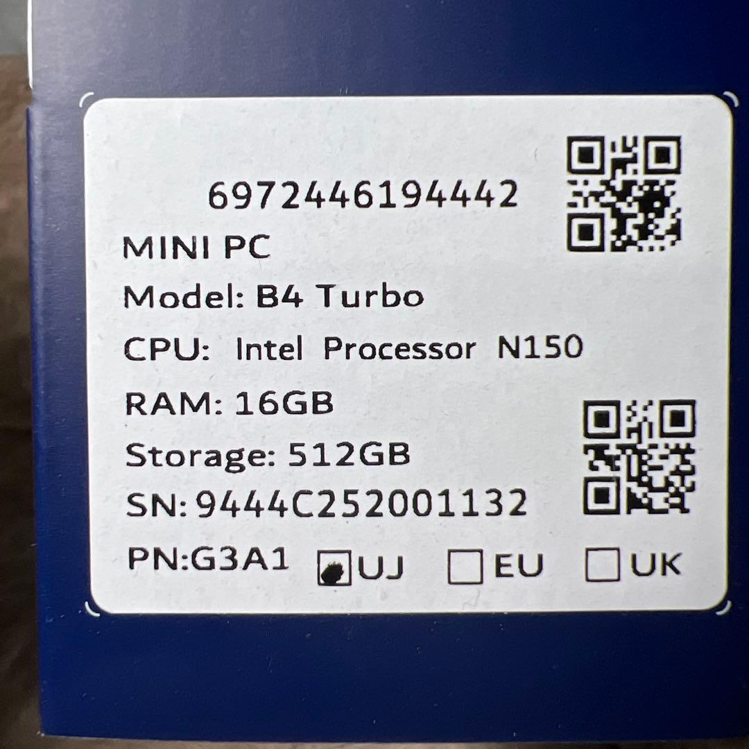 新品未開封　BMAX ミニpc B4 Turbo