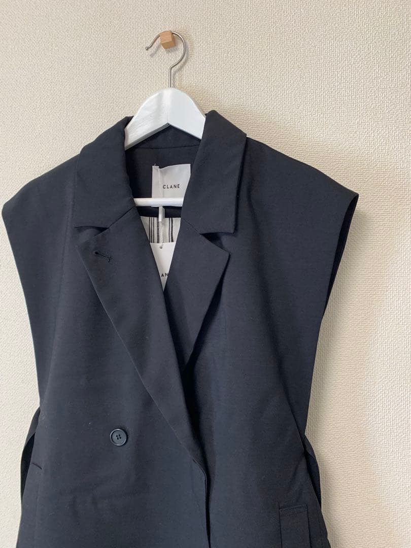 【未使用】CLANE DOUBLE BREASTED GILET ブラッククラネ