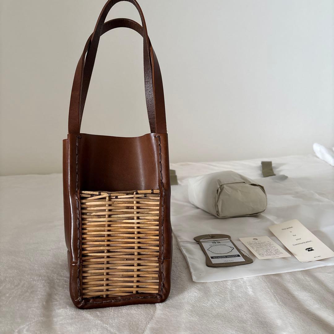 ブラウンレザーかごバッグ