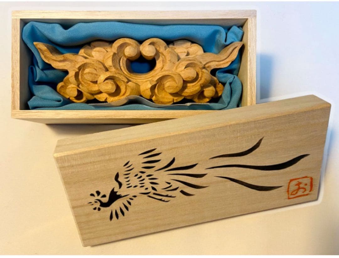 木彫刻家手作り 木製雲棚 お札立て モダン神棚【小】