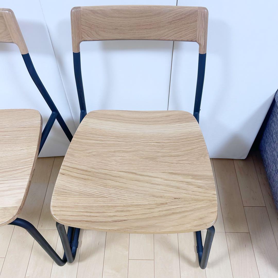 北欧　モリヨシ　Flo POKKYCHAR ナラ材　ナチュラルブラック2脚セット