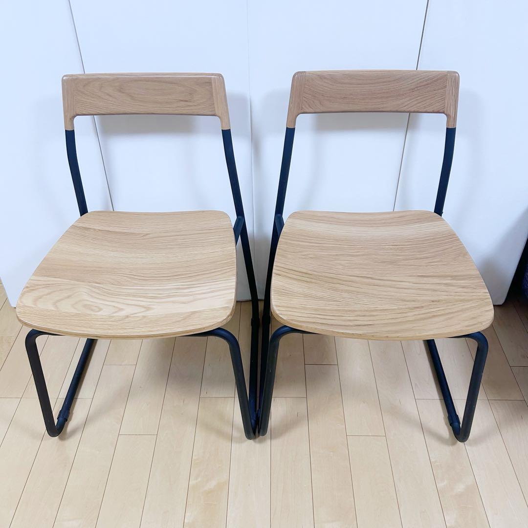 北欧　モリヨシ　Flo POKKYCHAR ナラ材　ナチュラルブラック2脚セット