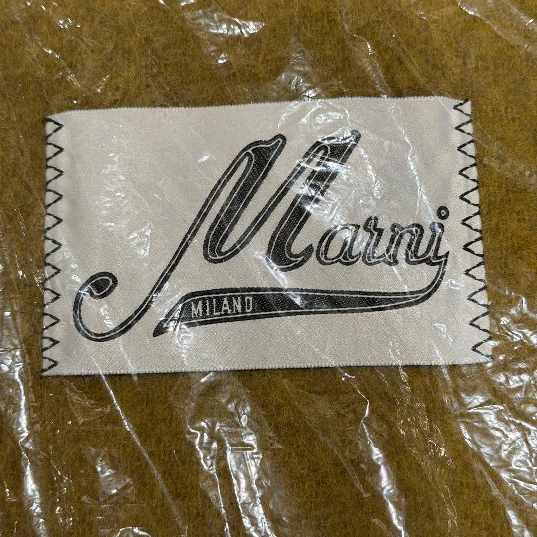 マスタード　マルニ　フリンジ付き起毛アルパカマフラー