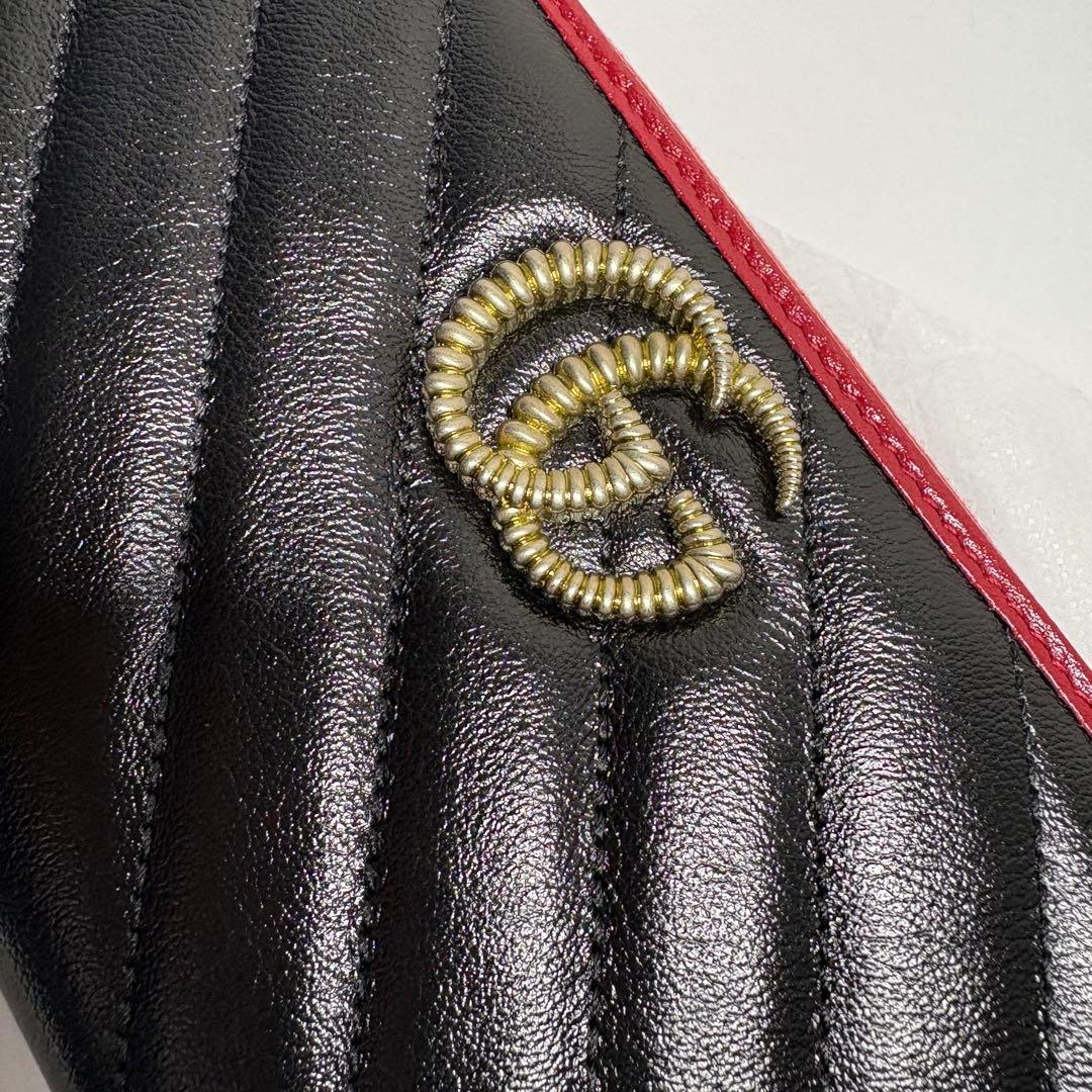 新品　グッチ GGマーモント 長財布 573810 赤　黒 GUCCI レザー